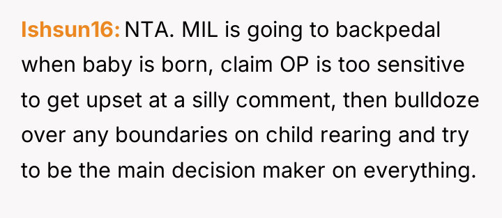 Ishsun16 NTA. MIL is going to backpedal when baby is...