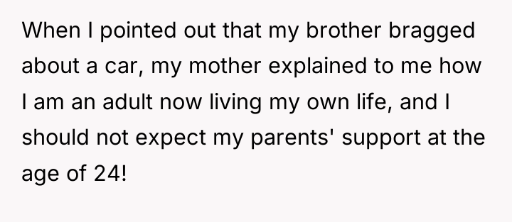When I pointed out that my brother bragged about a...