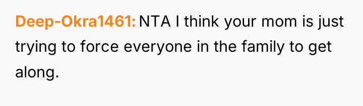 Deep-Okra1461 NTA I think your mom is just trying to...