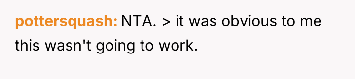 pottersquash NTA. > it was obvious to me this wasn't...