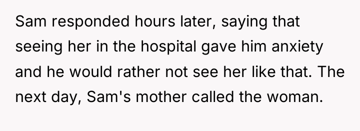Sam responded hours later, saying that seeing her in the...