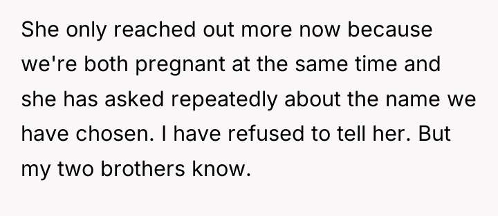 She only reached out more now because we're both pregnant...