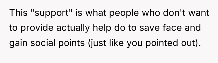 This "support" is what people who don't want to provide...