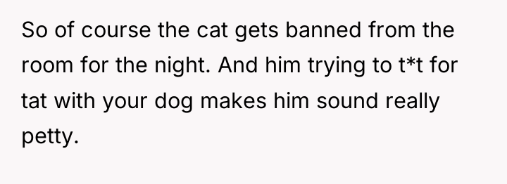 So of course the cat gets banned from the room...