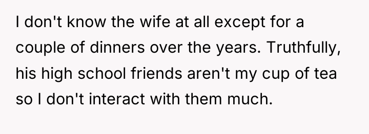 I don't know the wife at all except for a...