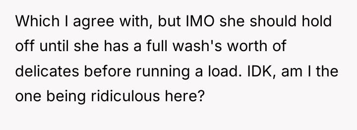 Which I agree with, but IMO she should hold off...