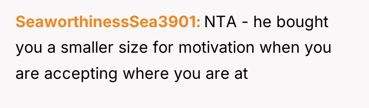 SeaworthinessSea3901 NTA - he bought you a smaller size for...