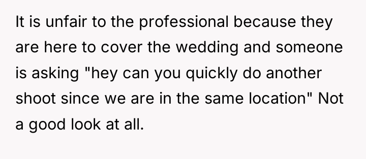 It is unfair to the professional because they are here...