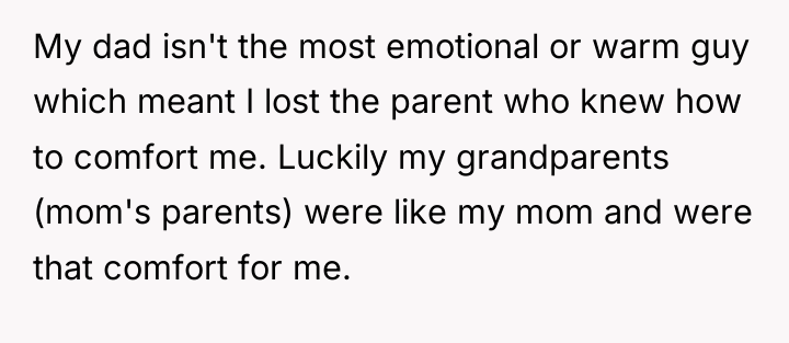 My dad isn't the most emotional or warm guy which...