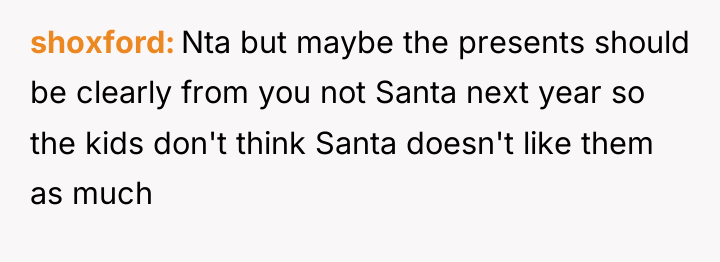 shoxford Nta but maybe the presents should be clearly from...