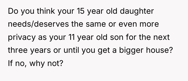 Do you think your 15 year old daughter needs/deserves the...