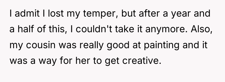 I admit I lost my temper, but after a year...