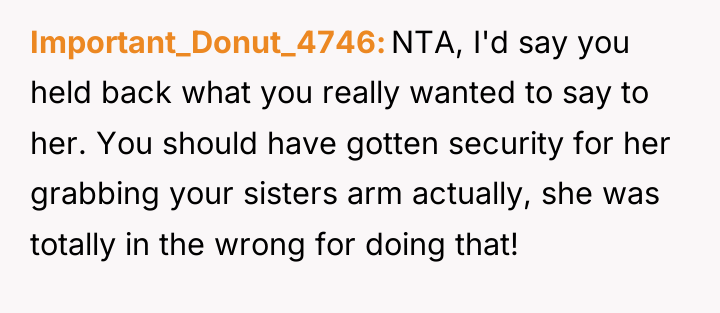 Important_Donut_4746 NTA, I'd say you held back what you really...