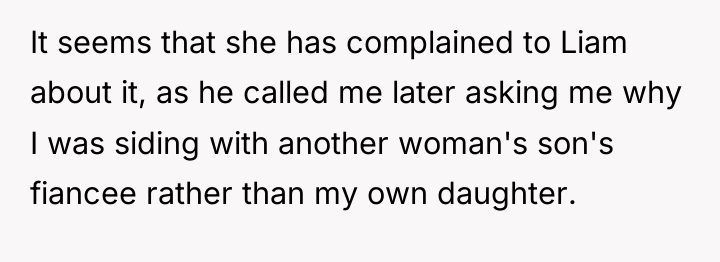 It seems that she has complained to Liam about it,...