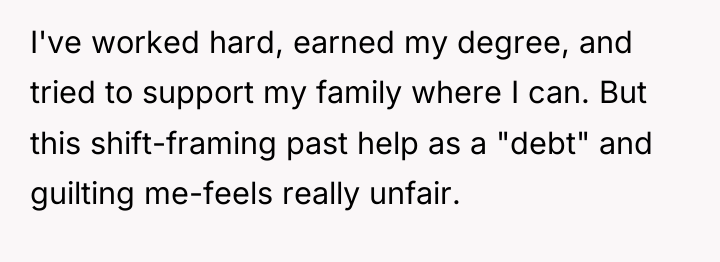 I've worked hard, earned my degree, and tried to support...