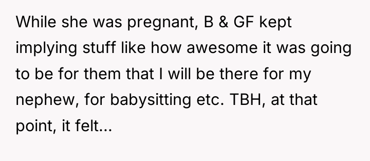 While she was pregnant, B & GF kept implying stuff...