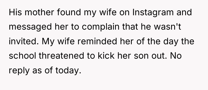 His mother found my wife on Instagram and messaged her...