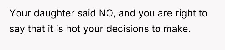 Your daughter said NO, and you are right to say...
