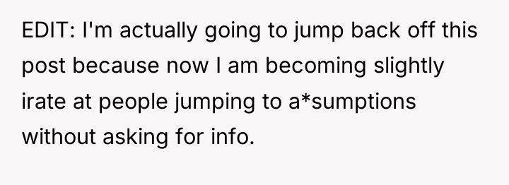 EDIT: I'm actually going to jump back off this post...