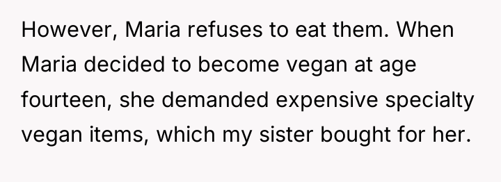However, Maria refuses to eat them. When Maria decided to...
