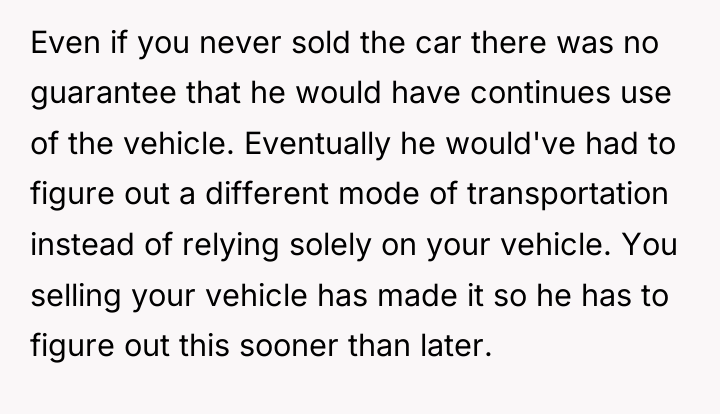 Even if you never sold the car there was no...