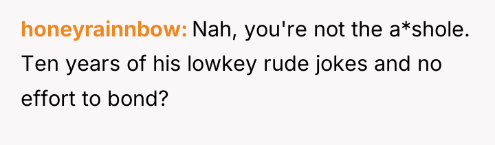 honeyrainnbow Nah, you're not the a*shole. Ten years of his...