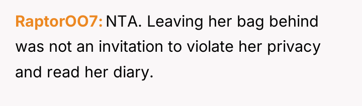 RaptorOO7 NTA. Leaving her bag behind was not an invitation...