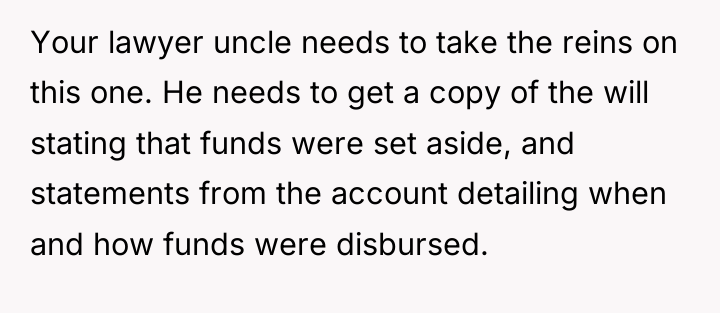 Your lawyer uncle needs to take the reins on this...