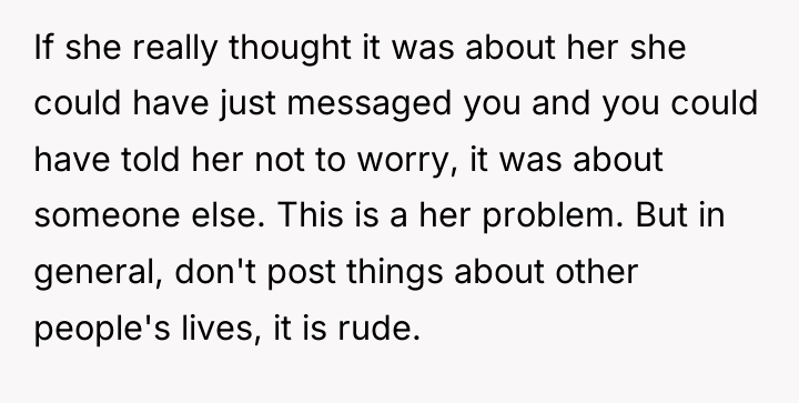 If she really thought it was about her she could...