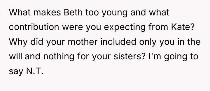 What makes Beth too young and what contribution were you...