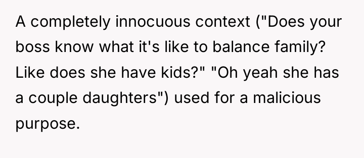 A completely innocuous context ("Does your boss know what it's...