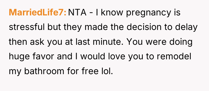 MarriedLife7 NTA - I know pregnancy is stressful but they...