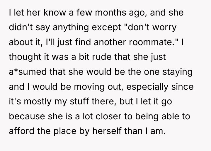 I let her know a few months ago, and she...