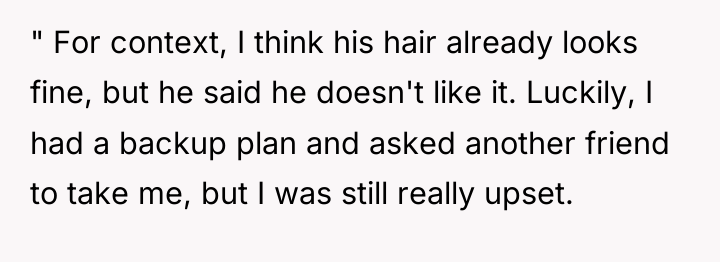 " For context, I think his hair already looks fine,...