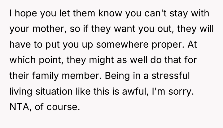 I hope you let them know you can't stay with...