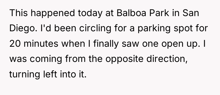 This happened today at Balboa Park in San Diego. I'd...