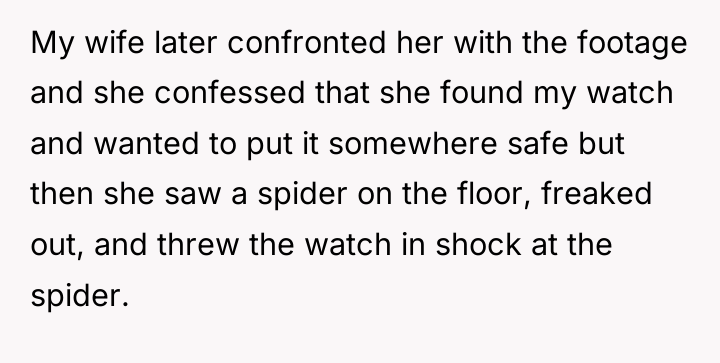 My wife later confronted her with the footage and she...