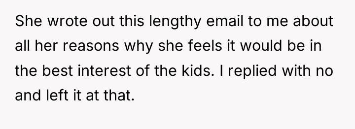 She wrote out this lengthy email to me about all...