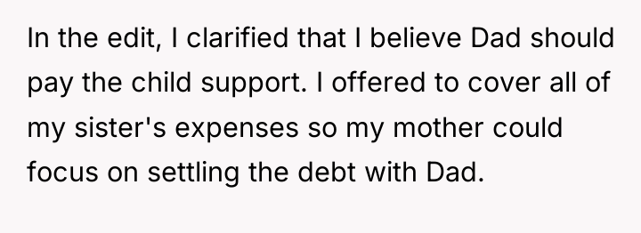 In the edit, I clarified that I believe Dad should...