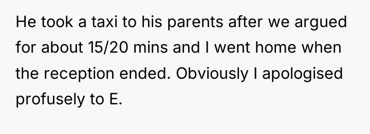 He took a taxi to his parents after we argued...