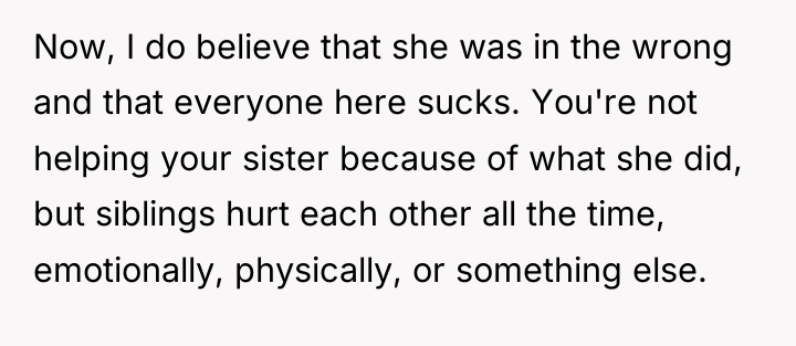 Now, I do believe that she was in the wrong...