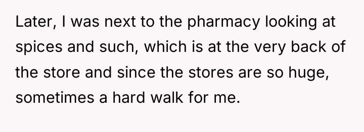 Later, I was next to the pharmacy looking at spices...