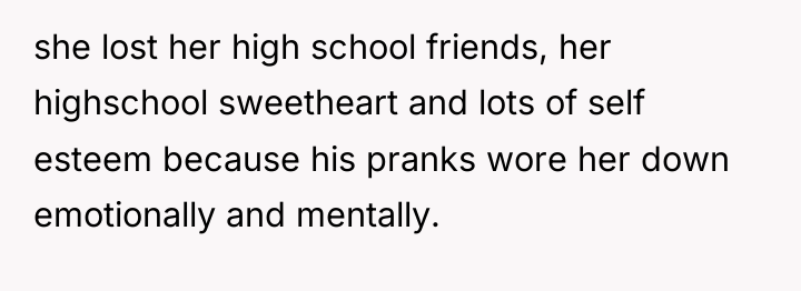 she lost her high school friends, her highschool sweetheart and...