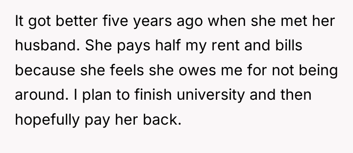 It got better five years ago when she met her...