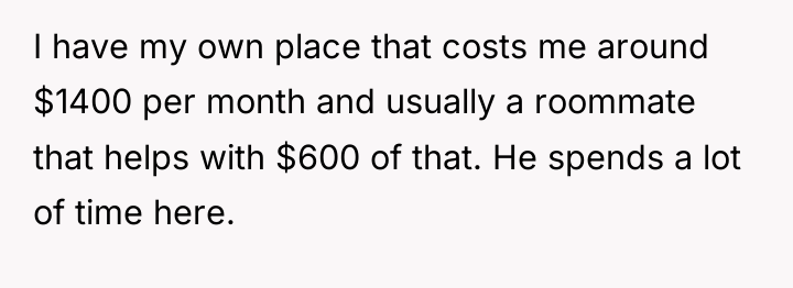 I have my own place that costs me around $1400...