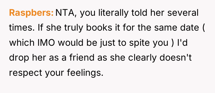 Raspbers NTA, you literally told her several times. If she...