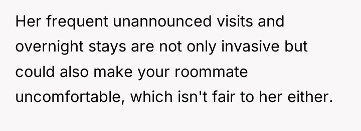 Her frequent unannounced visits and overnight stays are not only...