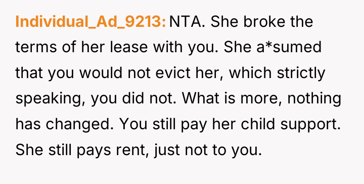 Individual_Ad_9213 NTA. She broke the terms of her lease with...
