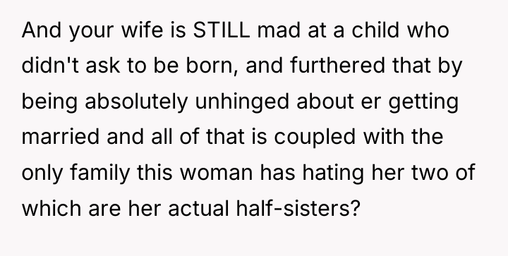 And your wife is STILL mad at a child who...