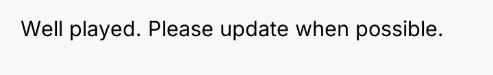 Well played. Please update when possible.